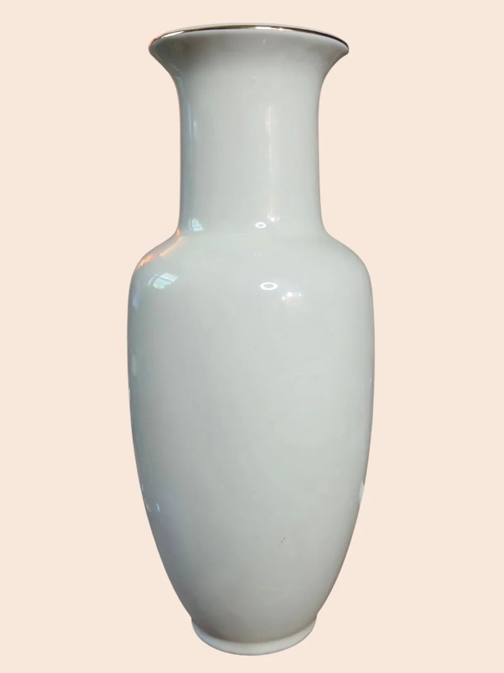 ​Vintage White Ceramic Floral Vase Gold Trim Butterfly Decor 12